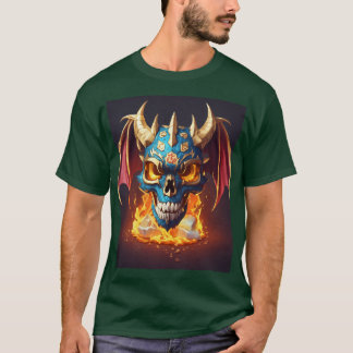 drago mascot skull style design 100% cotton T-Shirt