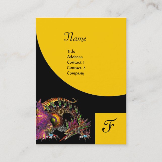 DRAGO, Monogram black purple  violet  yellow Business Card (Front)