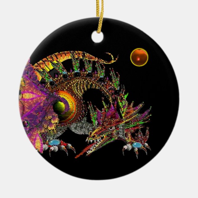 DRAGO Orange Agate Monogram Ceramic Tree Decoration (Front)