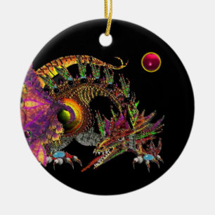 DRAGO Pink Red Ruby Monogram Ceramic Tree Decoration