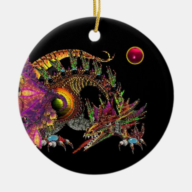 DRAGO Pink Red Ruby Monogram Ceramic Tree Decoration (Front)