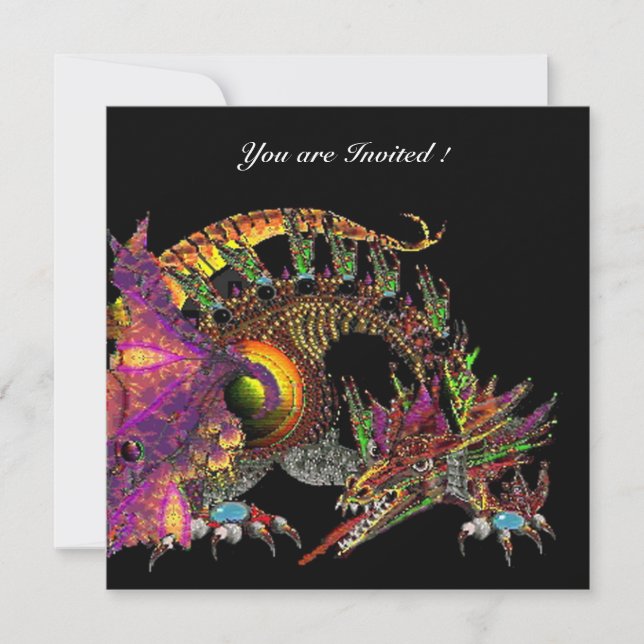 DRAGO violet purple black Invitation (Front)