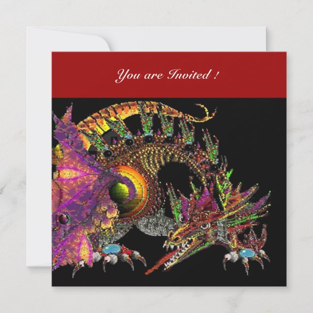 DRAGO violet purple black red Invitation (Front)