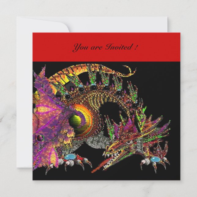 DRAGO violet purple black red Invitation (Front)