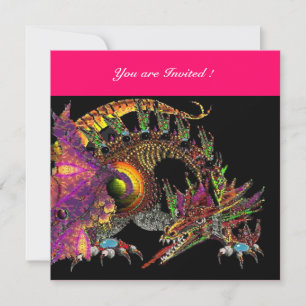 DRAGO violet purple black red pink Invitation