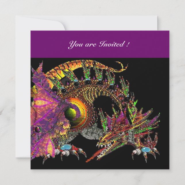 DRAGO violet purple black red pink Invitation (Front)