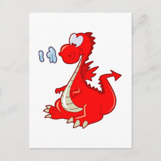 dragon302 RED CARTOON DRAGON CUTE HAPPY KIDS GRAP Postcard