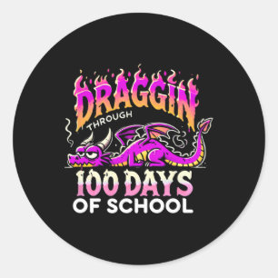 Dragon 100 Days Of School Happy 100th Day Of Schoo Classic Round Sticker