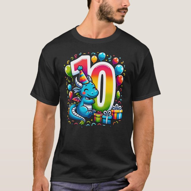 Dragon 10th birthday boy girl 10 years old tenth t T-Shirt (Front)