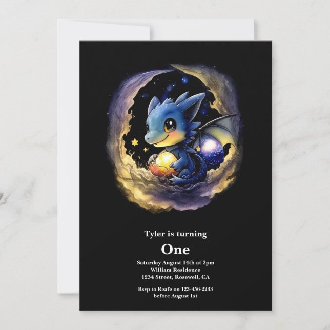 Dragon 1st Birthday Invitation (Front)