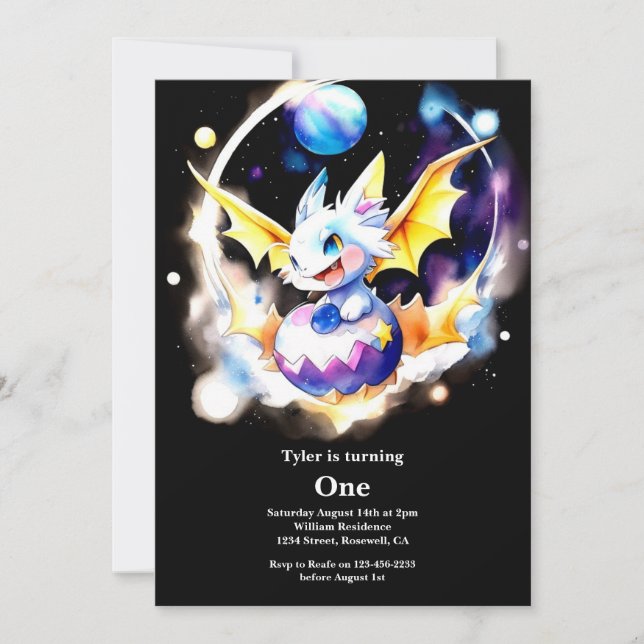 Dragon 1st Birthday Invitation (Front)