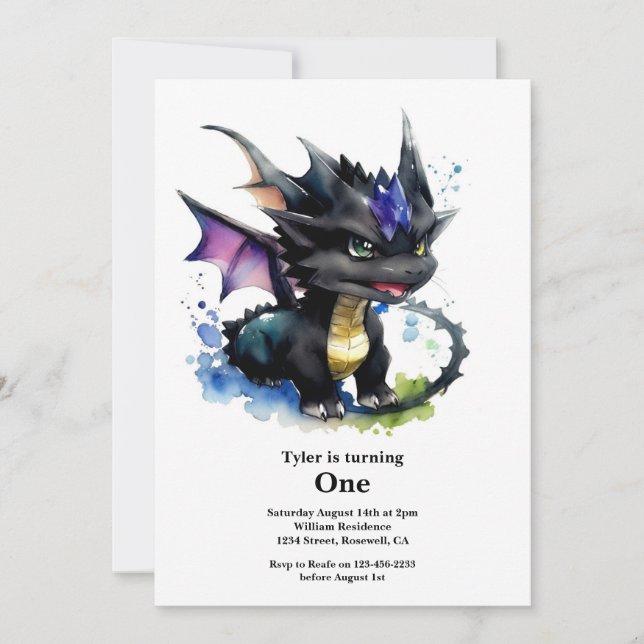 Dragon 1st Birthday Invitation (Front)