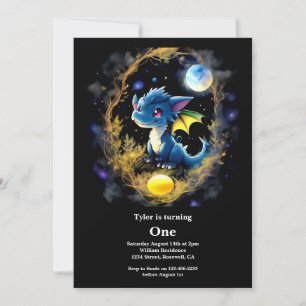 Dragon 1st Birthday Invitation