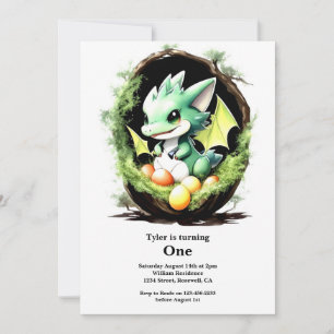 Dragon 1st Birthday Invitation