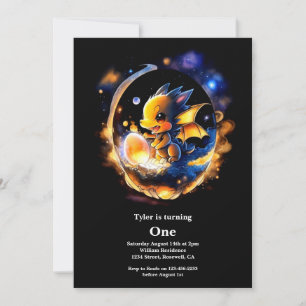 Dragon 1st Birthday Invitation