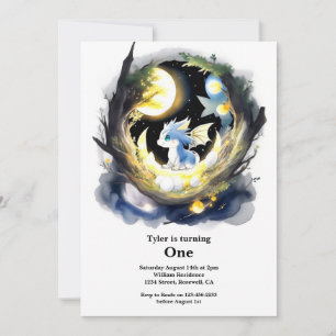 Dragon 1st Birthday Invitation