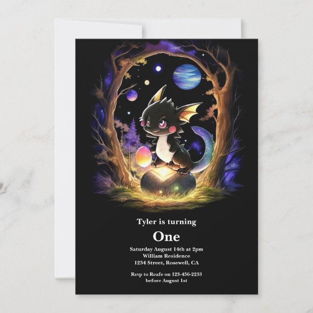 Dragon 1st Birthday Invitation (Front)