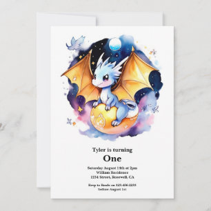 Dragon 1st Birthday Invitation