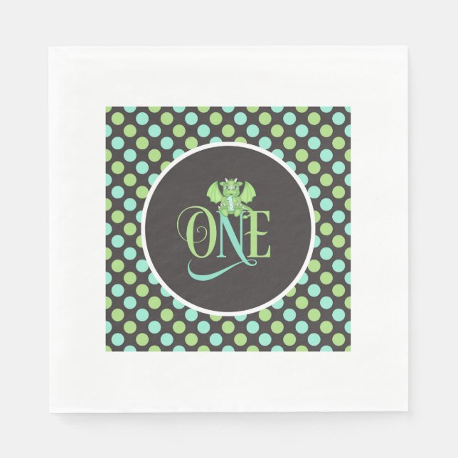 Dragon 1st Birthday Napkins - ONE (Front)