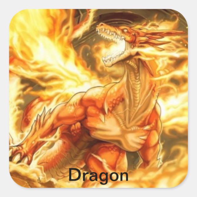 dragon adhesive square sticker (Front)