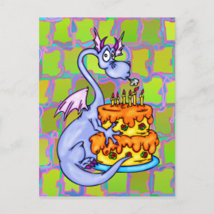Dragon and Birthday Cake Postcard