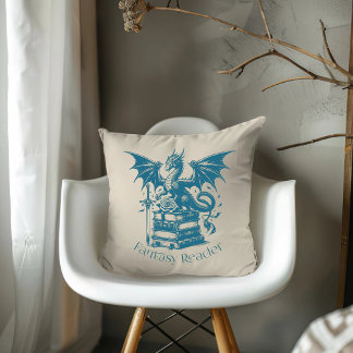 Dragon and Books Fantasy Reader Cushion