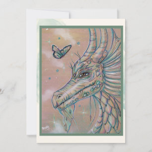 Dragon and butterfly fantasy art by Renee Lavoie  Holiday Card