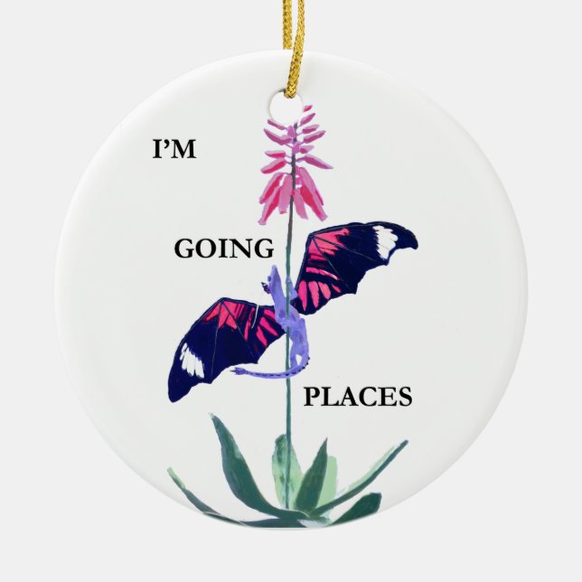 Dragon and Cactus Ceramic Tree Decoration (Front)