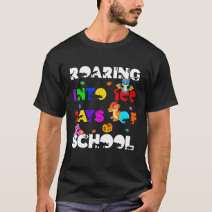 Dragon And Dinosaur Roaring Into 100 Days Of Schoo T-Shirt