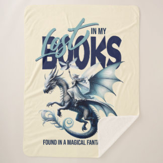 Dragon and Fairy & Fantasy book lover quote Sherpa Blanket