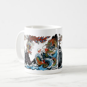 Dragon and Feng Huang. Illustration by Insima Coffee Mug