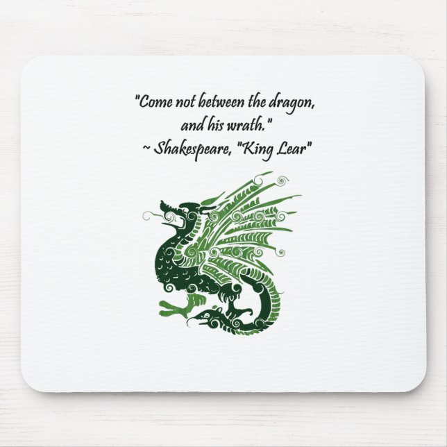 Dragon and His Wrath Shakespeare King Lear Cartoon Mouse Mat (Front)