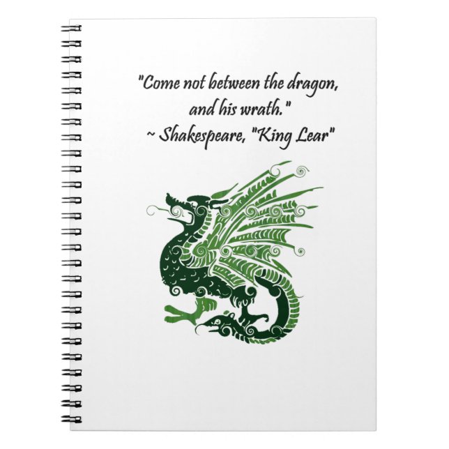 Dragon and His Wrath Shakespeare King Lear Cartoon Notebook (Front)