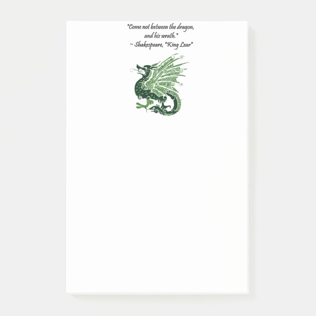 Dragon and His Wrath Shakespeare King Lear Cartoon Post-it Notes (Front)