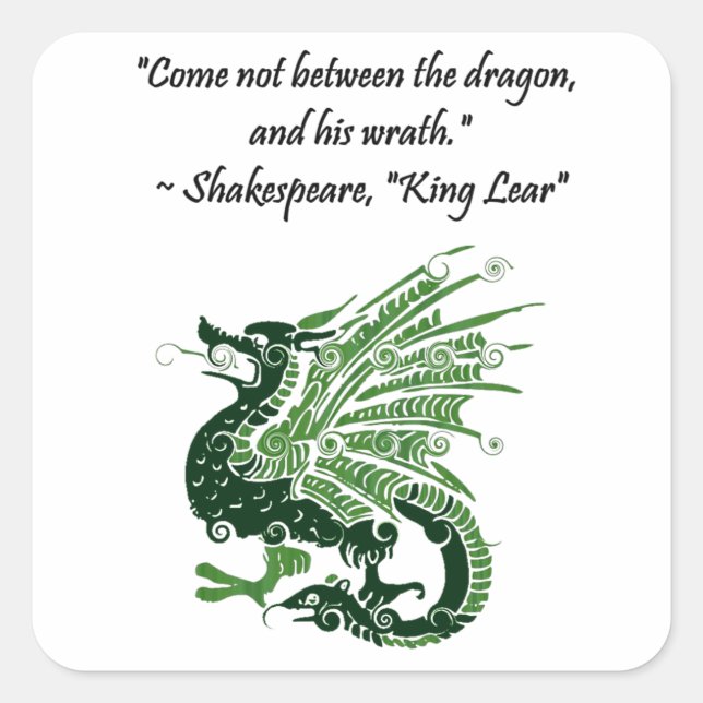 Dragon and His Wrath Shakespeare King Lear Cartoon Square Sticker (Front)