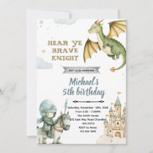 Dragon and Knight Birthday Party Invitation