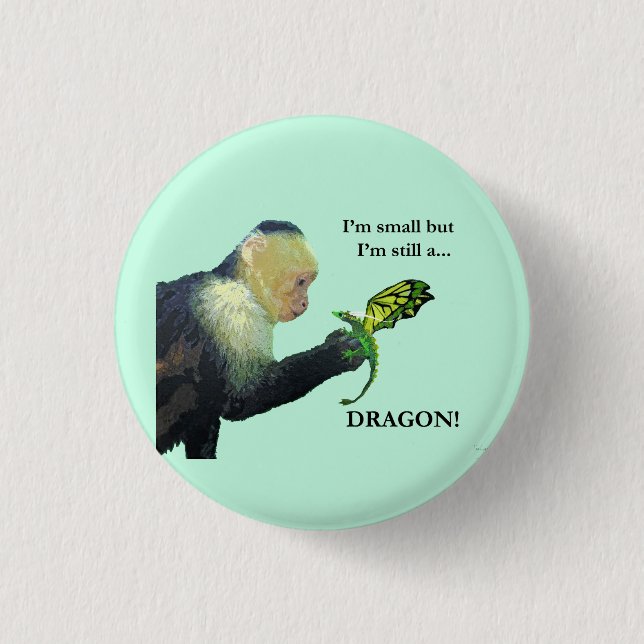 Dragon and Monkey 3 Cm Round Badge (Front)