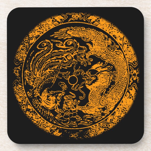 Dragon and Phoenix Cork Coaster (Front)