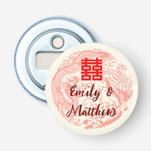 Dragon and Phoenix red chinese wedding Bottle Opener