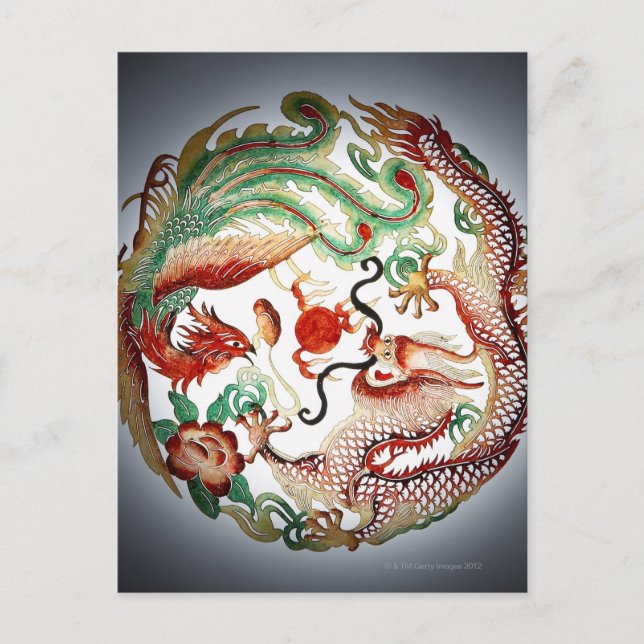 Dragon and Phoenix Stencil Postcard (Front)