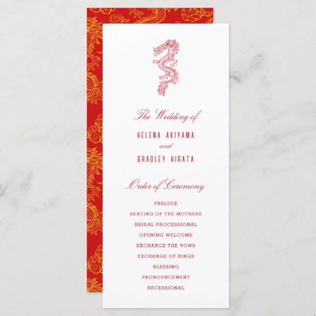 Dragon and Phoenix | Wedding Program Programme (Front/Back)