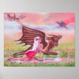 Dragon and princess "Poppy and Polly" by Renee  Poster