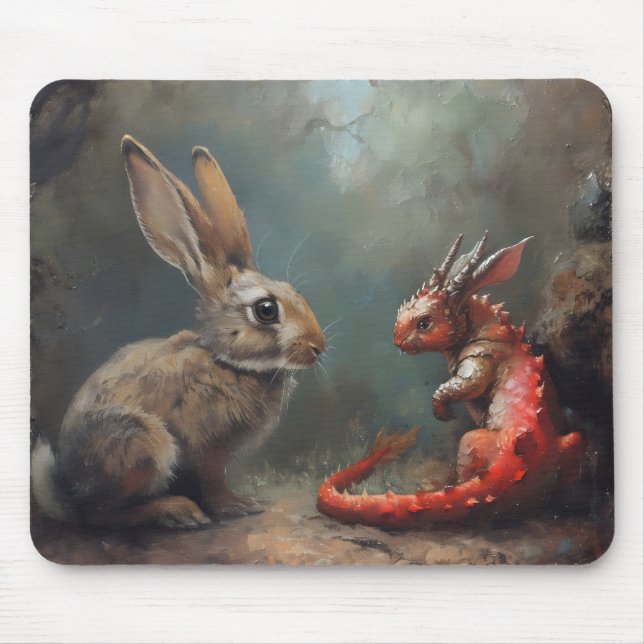 Dragon and Rabbit Fantasy Mouse Mat (Front)