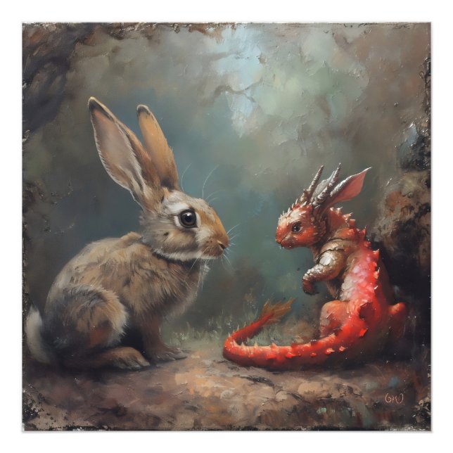 Dragon and Rabbit Fantasy Photo Print (Front)