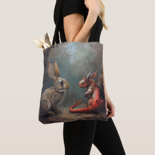 Dragon and Rabbit Fantasy Tote Bag