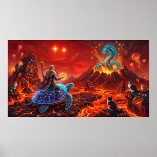  Dragon and the World Turtle — Viking Fire Fantasy Poster