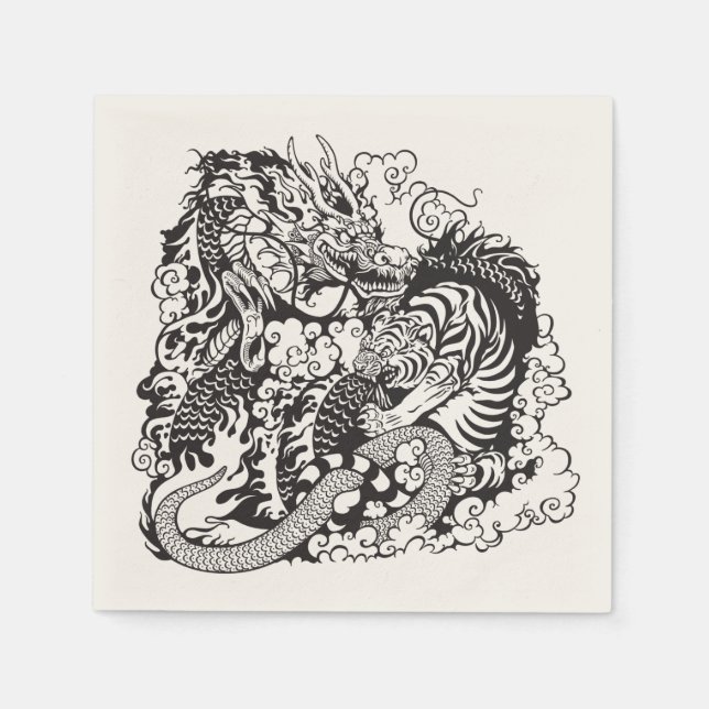 dragon and tiger fighting napkin (Front)