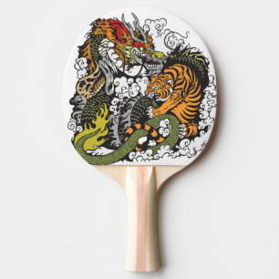 dragon and tiger fighting ping pong paddle