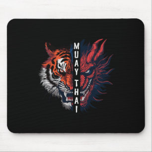 Dragon And Tiger Head Muay Thai Kickboxing Art Mouse Mat