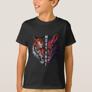 Dragon And Tiger Head Muay Thai Kickboxing Art T-Shirt